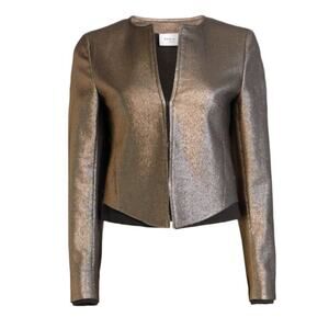 Akris Punto Gold Lamé Roundneck Blazer Jacket Size 6 NWOT $1,390 MSRP